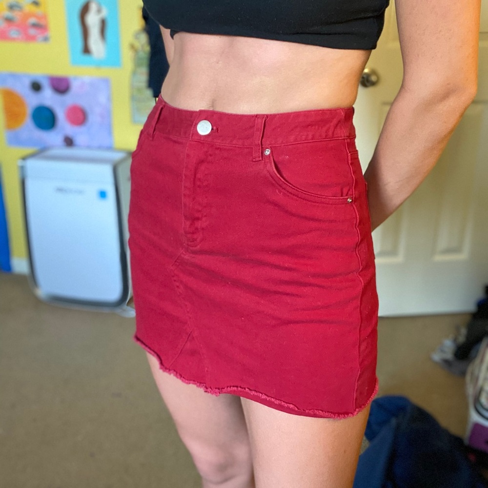 Red Denim Skirt